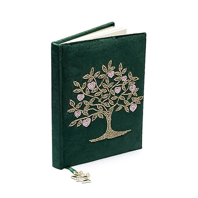 Βελούδινο Σημειωματάριο/Notebook «Δέντρο της Ζωής με τις καρδιές» με κεντήματα - 160 σελίδες Μέγεθος: 15 x 20 cm