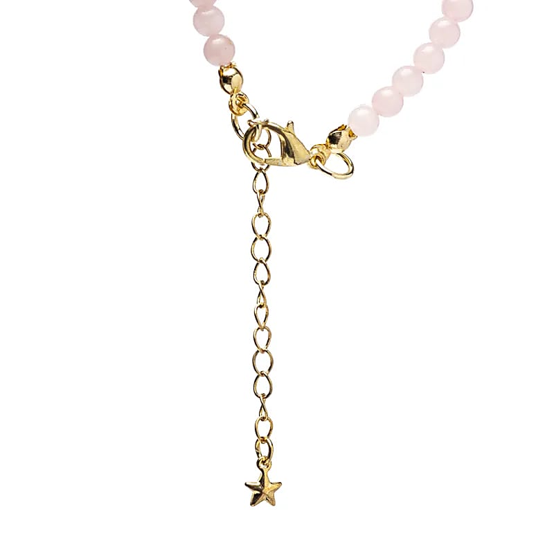Κολιέ Rose Quartz - Ροζ Χαλαζίας & Μενταγιόν Αστέρι με κούμπωμα Διαστάσεις: 37 εκ Διάμετρος πέτρας: ± 3 mm - mykarma.gr