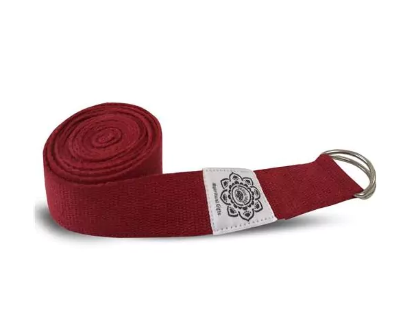 Yoga Ιμάντας D-ring - βαμβάκι - red  Διαστάσεις: 2.5 m x 3,8 cm