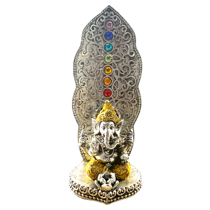 Βάση για Στικ “7 Chakra Ganesh” - χρώμα ασημί Διαστάσεις: 7,5 x 7 x 17 cm - mykarma.gr