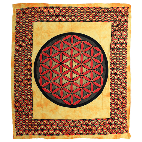 Κρεμαστά τοίχου Boho Batik - Κουβέρτα - Flower of Life - 100% Διπλό Βαμβάκι Διάμετρος: 230 x 200 cm