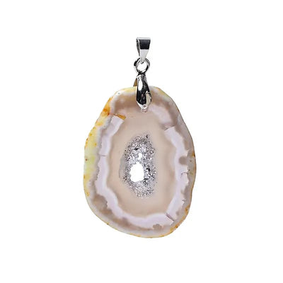 Κρεμαστό Μενταγιόν φέτα από Καφέ Αχάτη (Geodes Brown Agate) Διαστάσεις: 3 εκ (Η συσκευασία περιέχει 1 τεμάχιο) - mykarma.gr