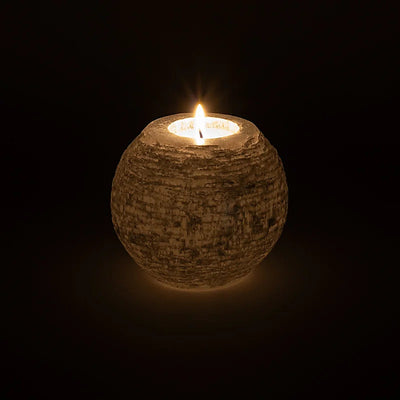 Φωτιστικό για ρεσώ "Κηροπήγιο Χιονόμπαλα" από Λευκό Σεληνίτη (Selenite) Βάρος: 1000 g Διαστάσεις: 10 × 9 cm - mykarma.gr