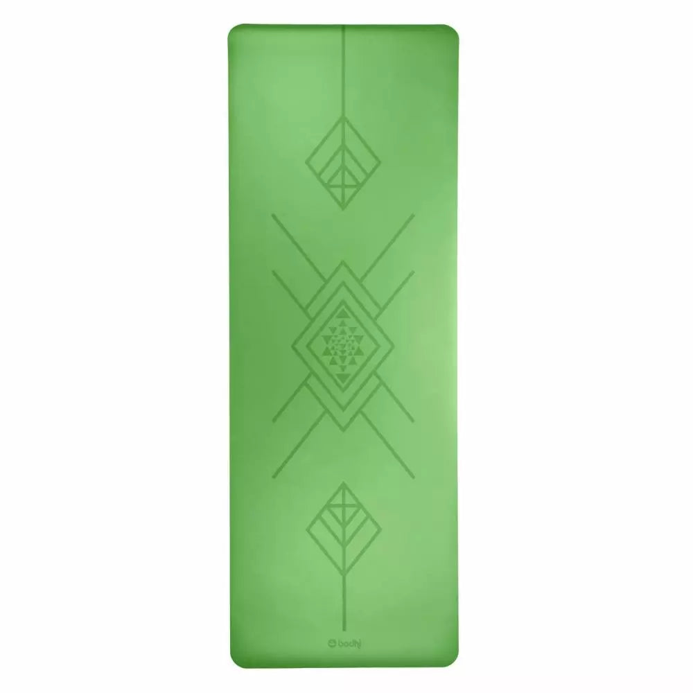 Bodhi - Στρώμα Yoga από φυσικό καουτσούκ & PU  με Tribalign - green  185 x 66 cm  4 mm  2,5 kg - mykarma.gr