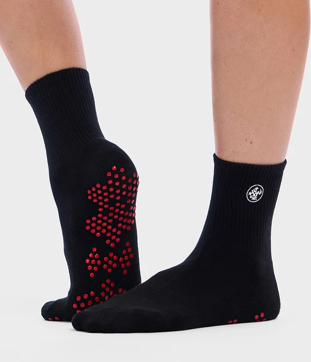 Manduka Αντιολισθητικές Κάλτσες - EQUILIBRIA HALF CREW SOCKS – Yoga & Pilates - Black  No 36-41
