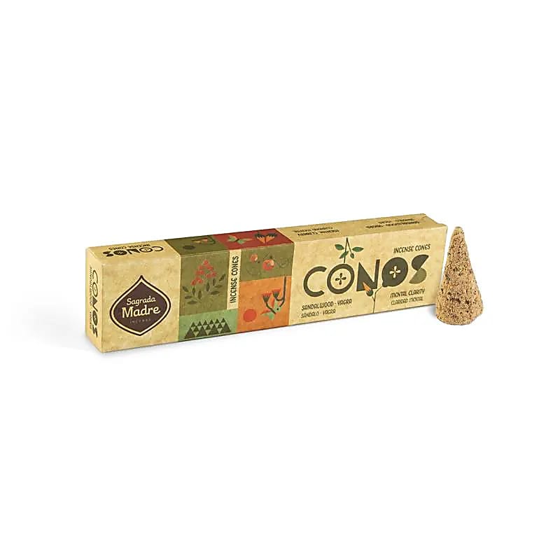 Χειροποίητοι Κώνοι θυμιάματος Sagrada Madre Premium Cones με Σανταλοξυλο & Yagra «Ηρεμία & Ευημερία»  52 γρ