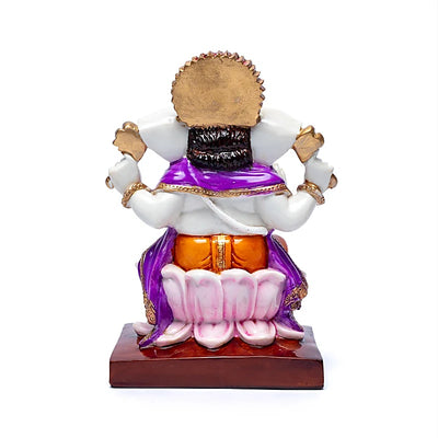 Πολύχρωμο Άγαλμα Ganesha σε θρόνο από Λωτό Διαστάσεις: 19x11 cm Βάρος: 500 gr - mykarma.gr