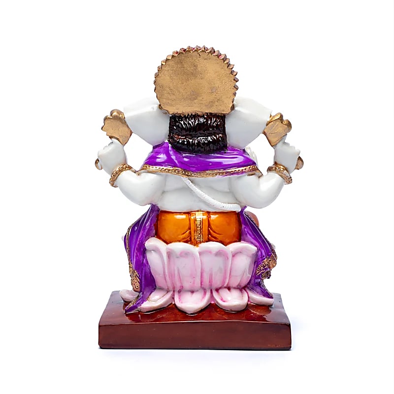 Πολύχρωμο Άγαλμα Ganesha σε θρόνο από Λωτό Διαστάσεις: 19x11 cm Βάρος: 500 gr - mykarma.gr