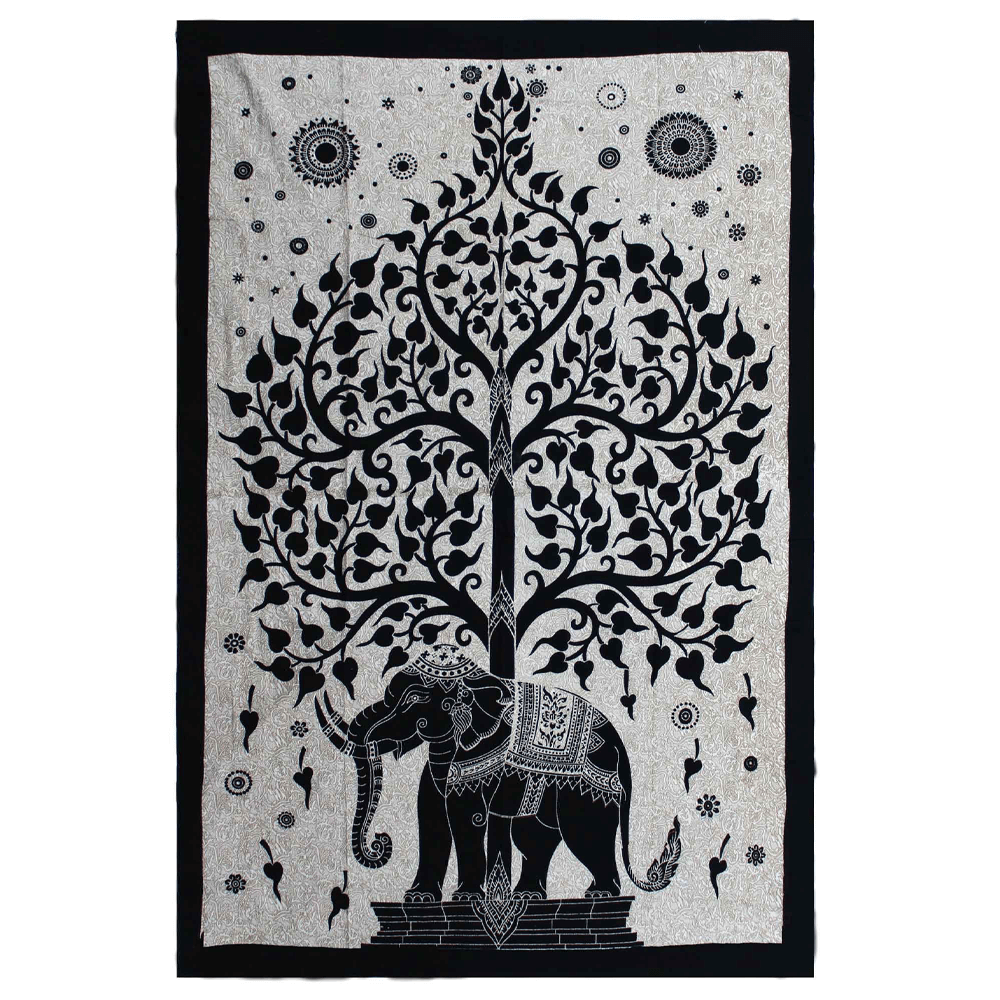 Κρεμαστά τοίχου Boho Batik - Κουβέρτα - Elephant Tree - 100% Διπλό Βαμβάκι Διάμετρος: 130 x 200 cm - mykarma.gr