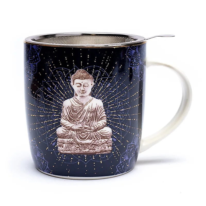 Ενα υπέροχο δώρο! Tea Infuser - Κούπα “Buddha Blue» - Πορσελάνη - μπλε   400 ml - mykarma.gr