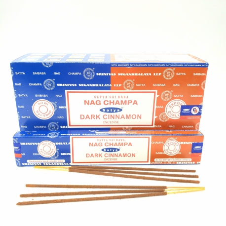 Αρωματικά Στικ 2 σε 1 Satya Sai Baba - Nag Champa & Dark Cinnamon (Κανέλλα) Βάρος: 16γρ - mykarma.gr