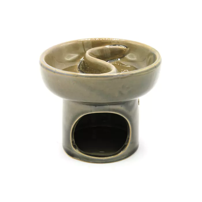 Oil Burner - Κεραμικός Καυστήρας Yin Yang για ταυτόχρονη καύση 2 αιθέριων ελαίων - καφέ Διαστάσεις: 11.5 x 11.5 x 9.8 cm - mykarma.gr