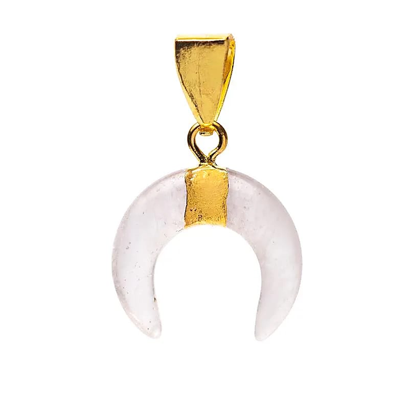 Κρεμαστό Μενταγιόν Ημισελήνου με Λευκό Χαλαζία (Rock Crystal) Διαστάσεις: ±1x1 cm