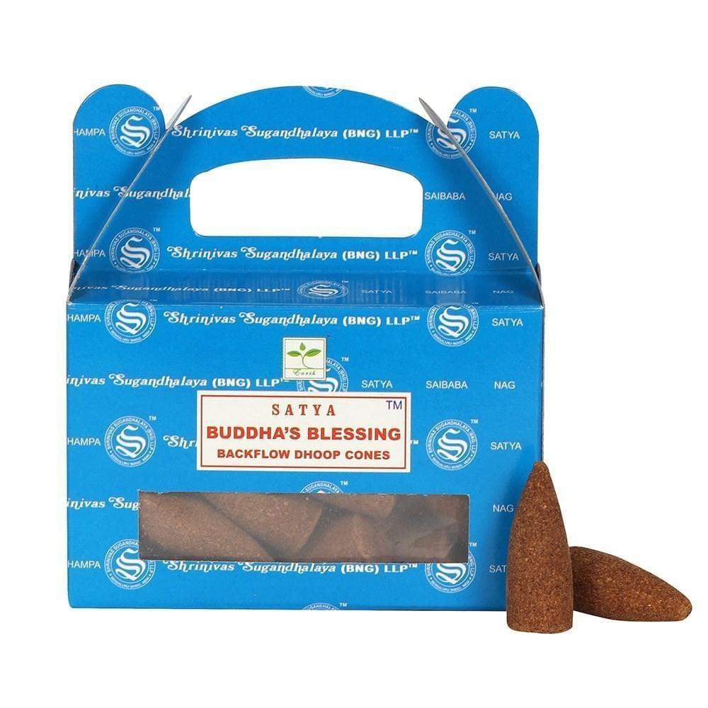 Κώνοι θυμιάματος αναστροφής ροής Satya Backflow Dhoop Cones - Buddha Blessing Βάρος: 75 g Περιεχει 24 κώνους