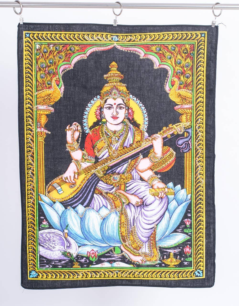 Saraswati Deities Tapestry with Sequins - Indian Craftsmanship - mykarma.gr