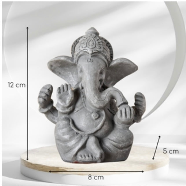 Άγαλμα Γκανέσα (Ganesh) σε γκρι χρώμα Διάστασεις: 12 x 8 x 5 cm - mykarma.gr