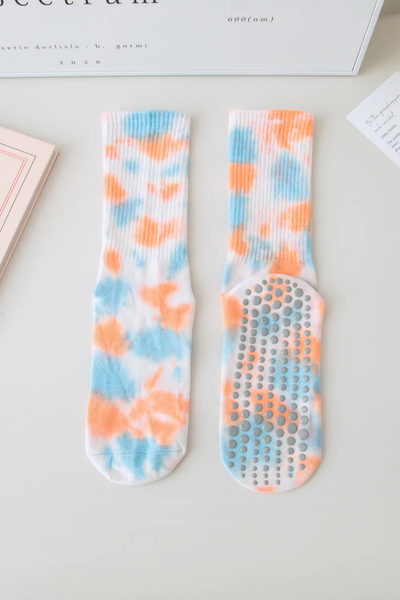 Αντιολισθητικές Ψηλές Κάλτσες - Tie-Dye Non-Slip Socks – Yoga & Pilates No 36-41 - mykarma.gr