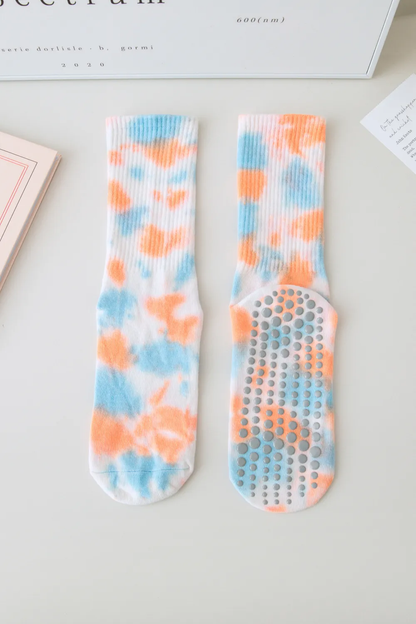 Αντιολισθητικές Ψηλές Κάλτσες - Tie-Dye Non-Slip Socks – Yoga & Pilates No 36-41