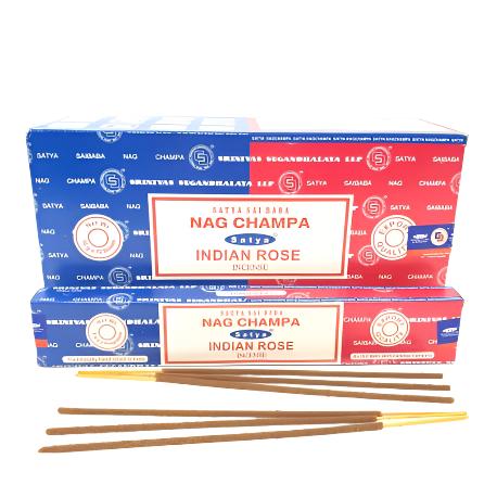 Αρωματικά Στικ 2 σε 1 Satya Sai Baba - Nag Champa & Indian Rose(Ινδικό Τριαντάφυλλο) Βάρος: 16γρ