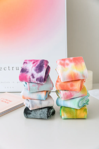 Αντιολισθητικές Ψηλές Κάλτσες - Tie-Dye Non-Slip Socks – Yoga & Pilates No 36-41 - mykarma.gr