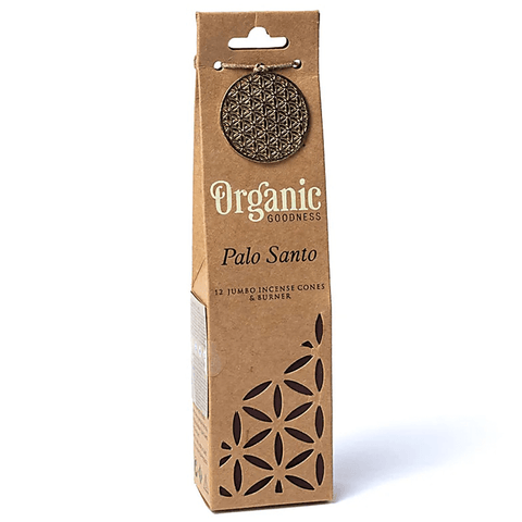 Organic Goodness Palo Santo Cones - Χειροποίητοι 100% οικολογικοί κώνοι & βάση - με Αιθέριο Έλαιο Palo Santo - 72 g  12 κώνοι