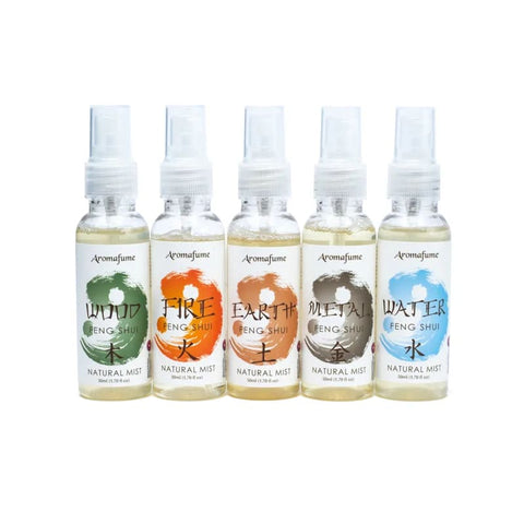 Feng Shui Air Freshener Spray Set - Σετ από Φυσικά Σπρέι 5 Στοιχείων για καθαρισμό χώρου - με αιθέρια έλαια 5 x 50 ml | Αιθέριο Έλαιο