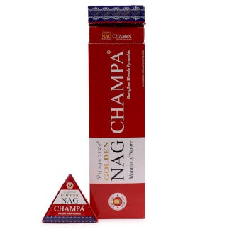Αρωματικοί Κώνοι αναστροφής ροής Golden Nag - Champa Backflow σε σχήμα πυραμίδας Περιεχει 10 κώνους (42 gr) - mykarma.gr