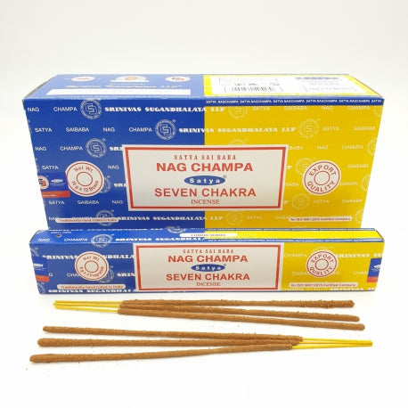 Αρωματικά Στικ 2 σε 1 Satya Sai Baba - Nag Champa & Seven Chakra Βάρος: 16γρ - mykarma.gr
