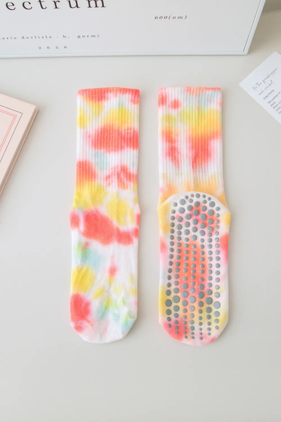 Αντιολισθητικές Ψηλές Κάλτσες - Tie-Dye Non-Slip Socks – Yoga & Pilates No 36-41 - mykarma.gr