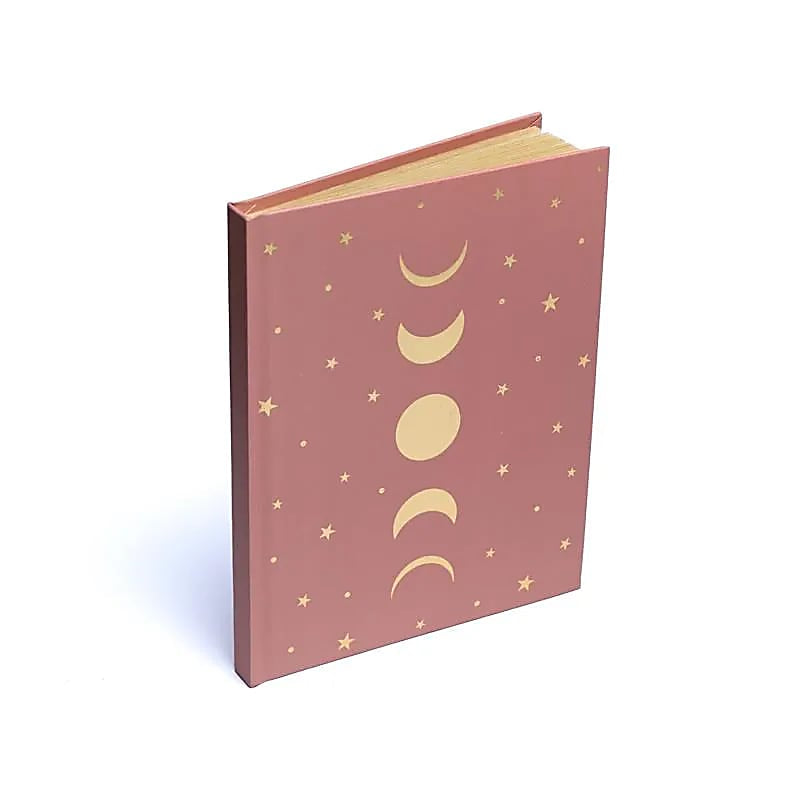 Σημειωματάριο/Notebook “Moon Phases & Stars” από χαρτί - βαθή ροζ Μέγεθος 15 x 21 cm - mykarma.gr