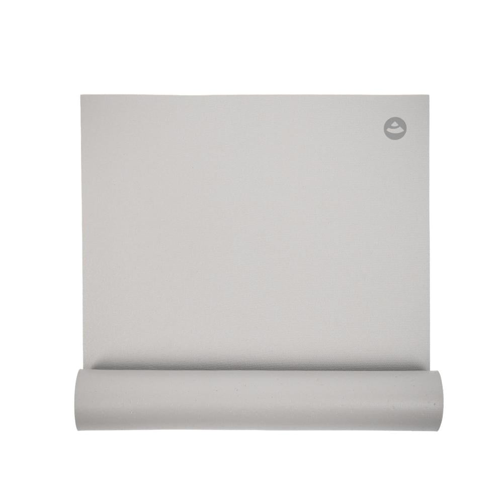 Bodhi στρώμα γιόγκα Premium Rishikesh PVC με δύο ελαστικούς ιμάντες - silver gray  183 x 60 cm, 4.5 mm