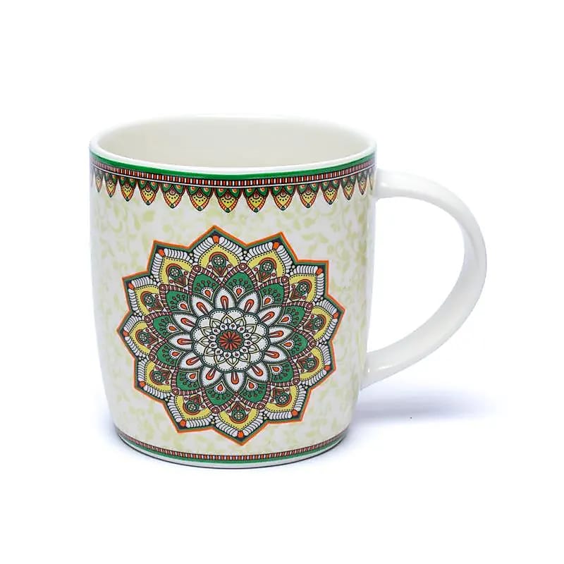 Ενα υπέροχο δώρο! Tea Infuser-Κούπα «Mandala» πράσινη - Πορσελάνη 400 ml - mykarma.gr