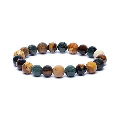 Βραχιόλι Ίασπις Kambala/Μάτι Τίγρης/Ίασπις Picture (Jasper Kambala/Tiger Eye/Picture Kambala) ΑΑ ποιότητας - ελαστικό με χάντρες των 0,7 εκ - mykarma.gr