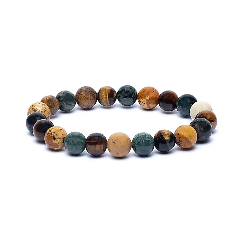 Βραχιόλι Ίασπις Kambala/Μάτι Τίγρης/Ίασπις Picture (Jasper Kambala/Tiger Eye/Picture Kambala) ΑΑ ποιότητας - ελαστικό με χάντρες των 0,7 εκ - mykarma.gr