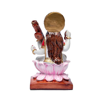 Πολύχρωμο Άγαλμα Saraswati σε θρόνο από Λωτό Διαστάσεις: 19x10 cm Βάρος: 450 gr - mykarma.gr
