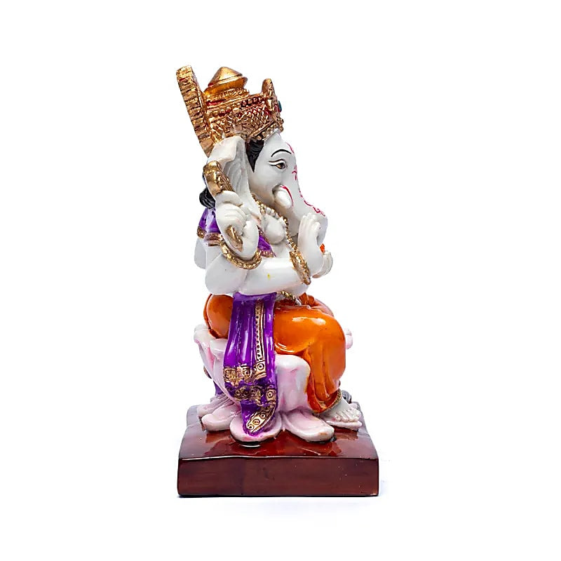 Πολύχρωμο Άγαλμα Ganesha σε θρόνο από Λωτό Διαστάσεις: 19x11 cm Βάρος: 500 gr - mykarma.gr