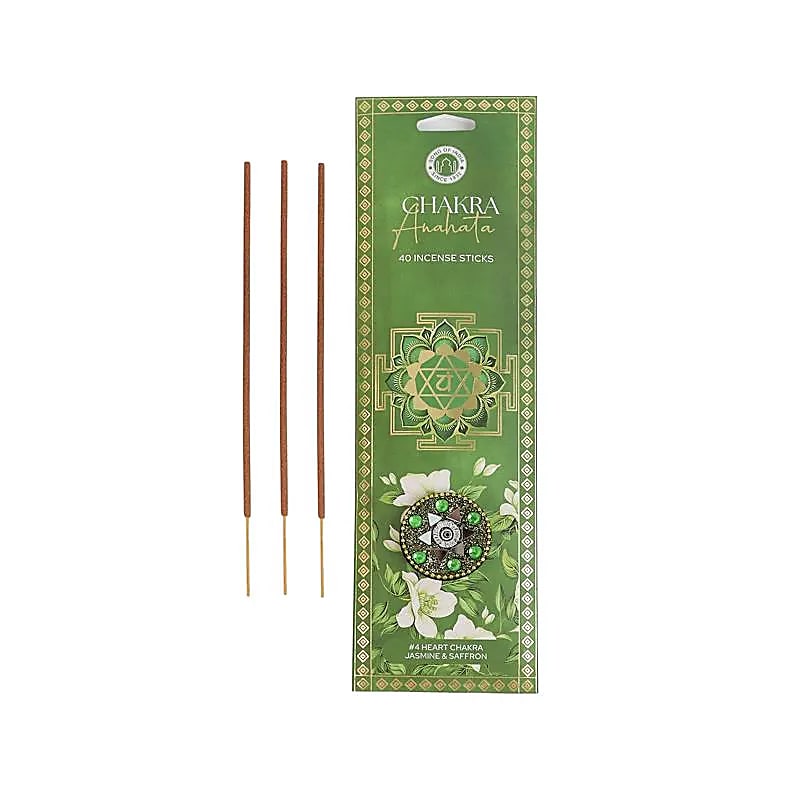 Αρωματικά Στικ για εξισορρόπηση των 4o Chakra Heart Anahata - Γιασεμί & Σαφράν - 40 στικ με Βάση Δώρο - mykarma.gr