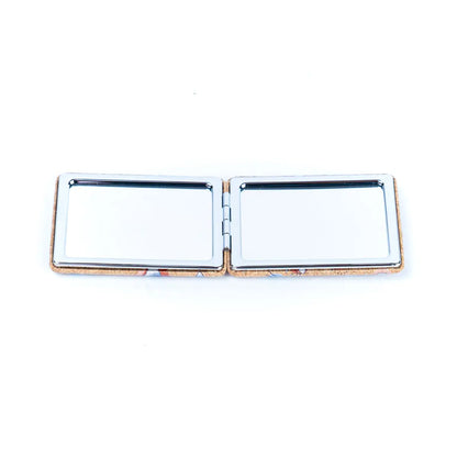 Συμπαγής καθρέφτης με εξωτερική επένδυση από φελλό & εκτύπωση «Δέντρο της Ζωής με καρδούλες» Διαστάσεις: 8 x 6 cm - mykarma.gr