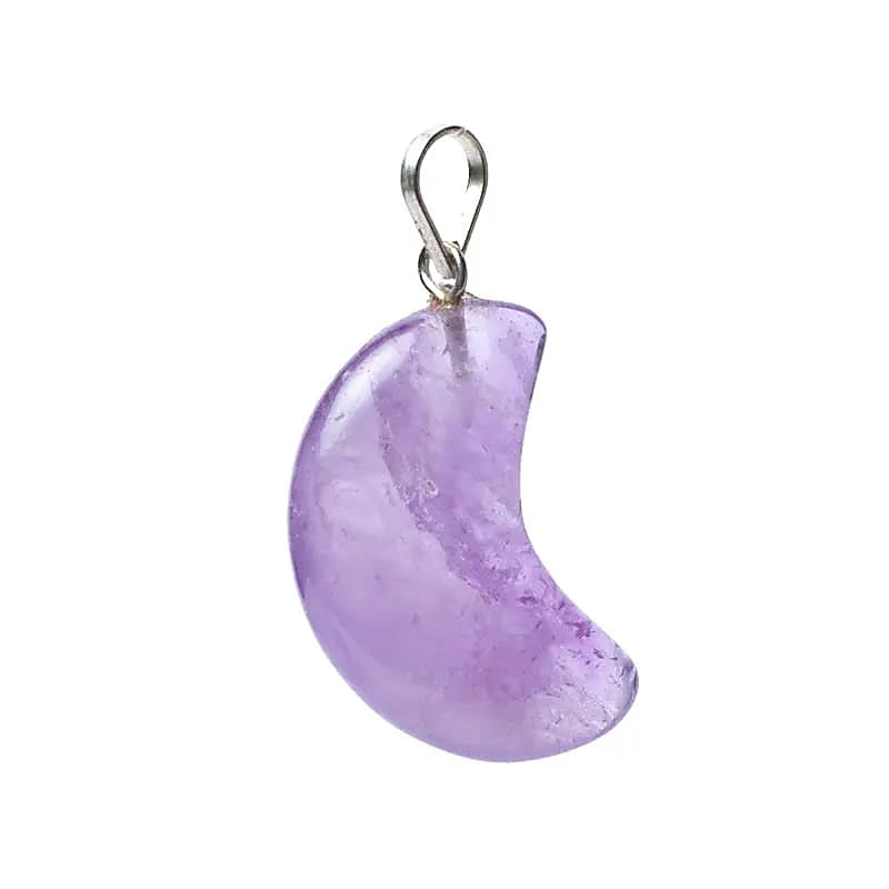 Μενταγιόν «Σελήνη» απο Αμέθυστο (Amethyst) Μέγεθος: 2 cm - mykarma.gr
