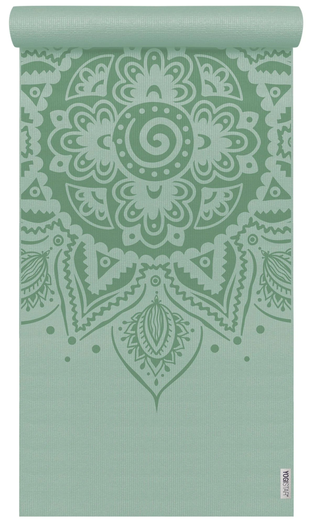 Yogistar - Στρώμα γιόγκα Basic Art Collection 'Spiral Mandala' (velvet mint) Διαστάσεις: 183 εκ x 61 εκ x 4 mm Βάρος 1,25 kg