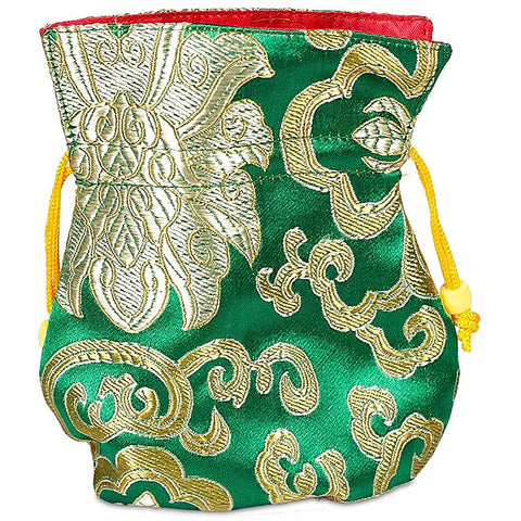 Μωσαϊκό Τσαντάκι/Πουγκί  Lotus πράσινο με κόκκινο για Mala & κοσμήματα Διαστάσεις: 10 × 14 εκ