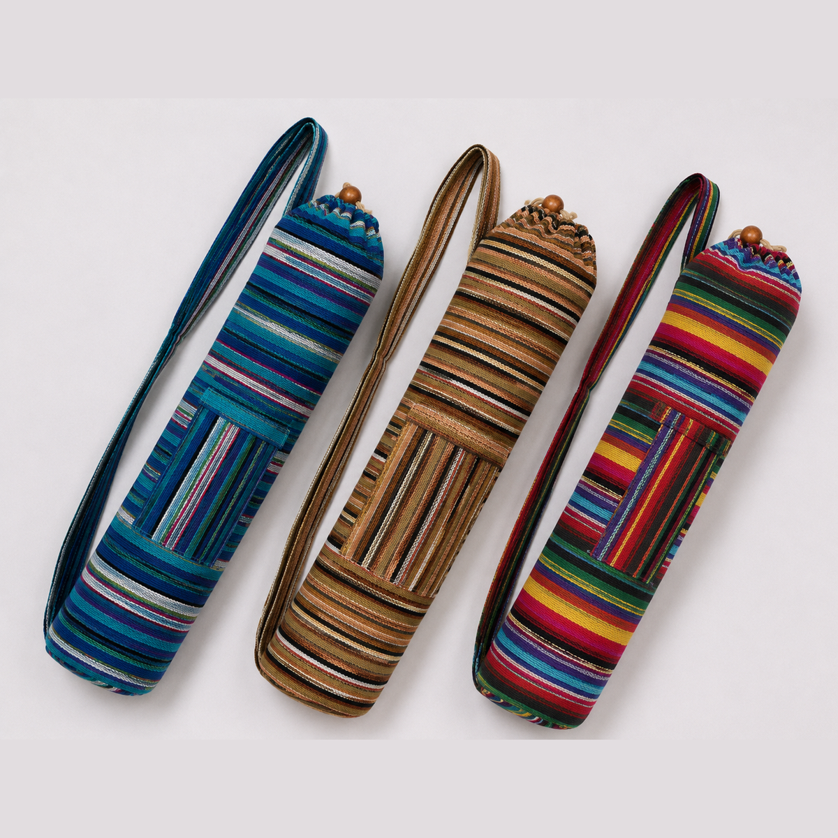 Boho Yoga Mat Bag - Τσάντα Μεταφοράς για στρώμα με πρακτικό κορδόνι - βαμβάκι - ποικιλία χρωμάτων Διαστάσεις: 70x22x12 cm Ø12 cm - mykarma.gr