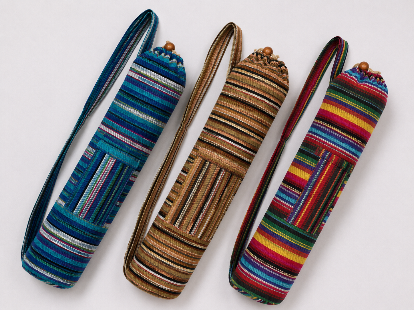 Boho Yoga Mat Bag - Τσάντα Μεταφοράς για στρώμα με πρακτικό κορδόνι - βαμβάκι - ποικιλία χρωμάτων Διαστάσεις: 70x22x12 cm Ø12 cm