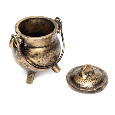 Μαντεμένιος Καυστήρας/Cauldron cast iron για καύση Θυμιαμάτων,Κώνων & Στικ με αιωρούμενη λαβή - χρυσό χρώμα Διαστάσεις: 9 x 8 cm Βάρος: 500 g