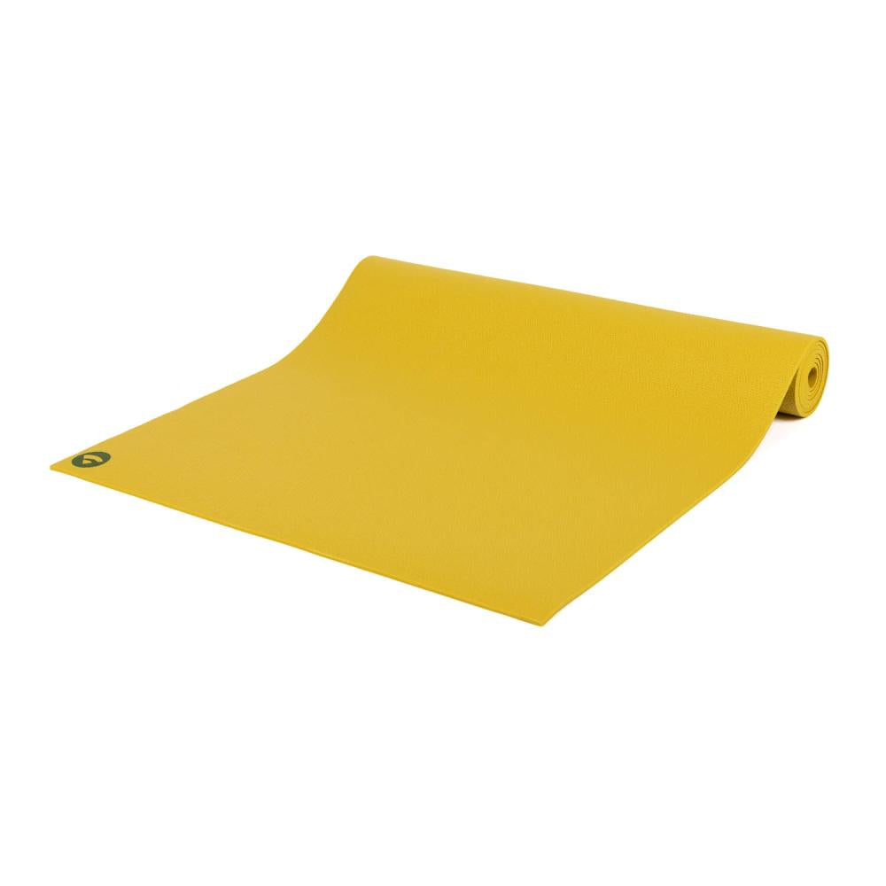 Bodhi στρώμα γιόγκα Premium Rishikesh PVC με δύο ελαστικούς ιμάντες - mustard yellow  183 x 60 cm, 4.5 mm - mykarma.gr