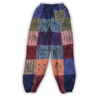 Παντελόνα - Nomad Sari Block Print Designs - μωβ αποχρώσεις - L/XL - 100% Βαμβάκι - mykarma.gr