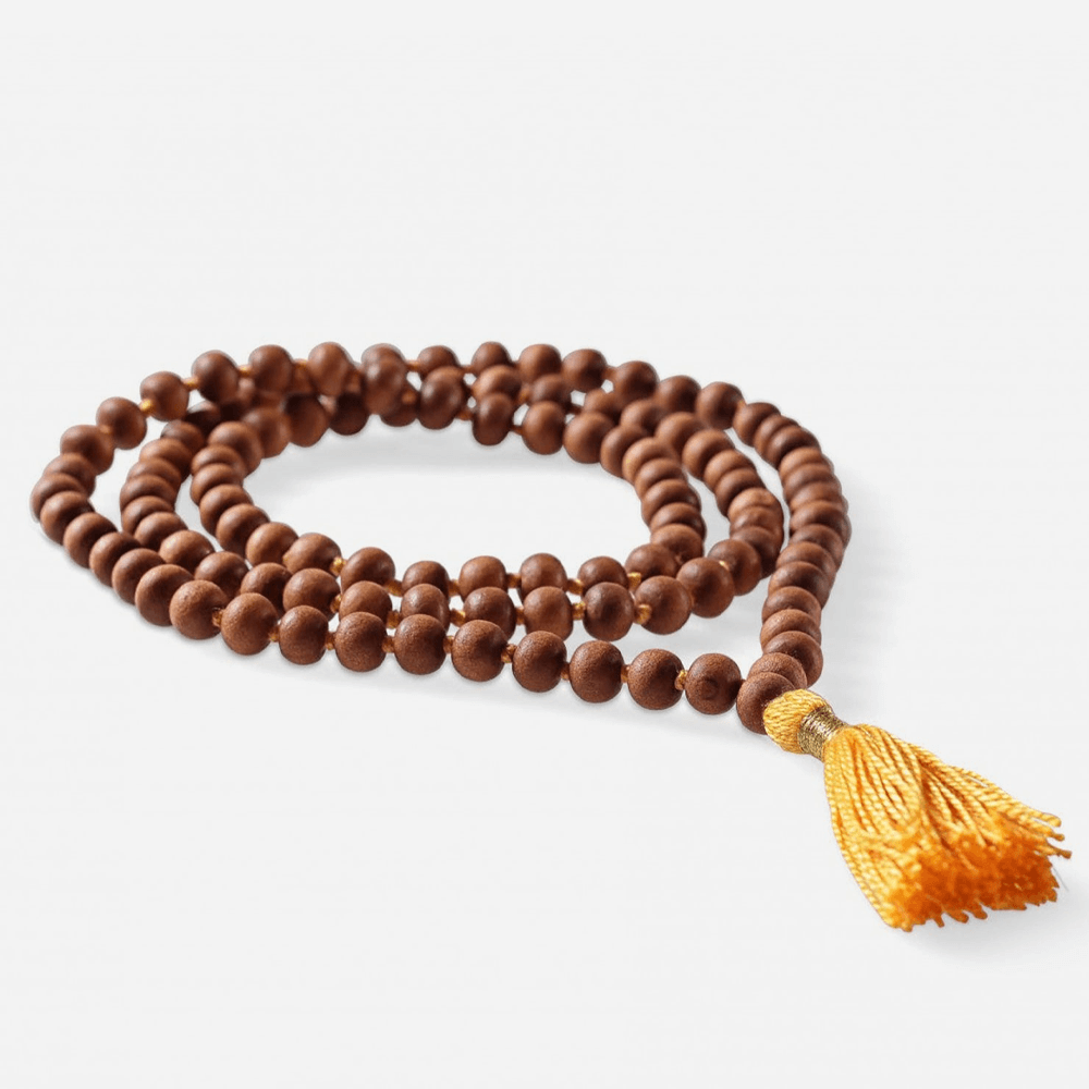 Mala Sandalwood (Σανταλόξυλο) - ποιότητα AA - 108 χάντρες + πουγκί  δώρο Διάσταση χάντρας: 8mm - mykarma.gr