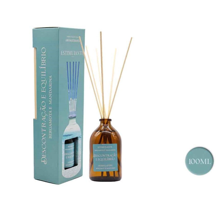 Home Reed Diffuser-Αρωματικό Χώρου για Αναζωογόνηση (Stimulant) μείγμα με αιθέριο έλαιο Περγαμόντο & Μανταρίνι  100 ml & ξυλάκια - mykarma.gr