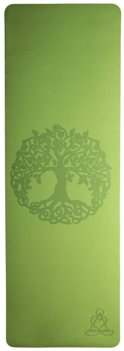 Ecofriendly Yoga Mat - Στρώμα TPE - “Tree of Life”- light green / grey Διαστάσεις: Μήκος: 182 εκ Πλάτος: 61 εκ Πάχος: 6 mm - mykarma.gr