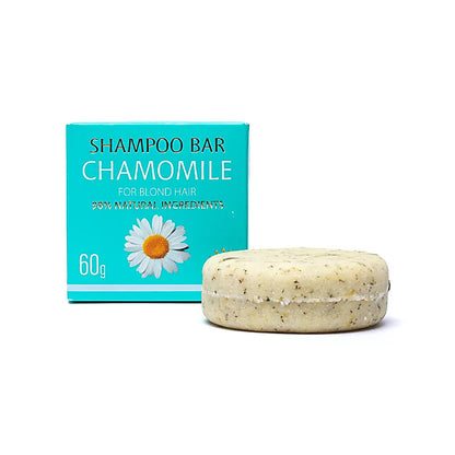 Χειροποίητο Φυσικό Σαπούνι -  Στερεό Σαμπουάν (Shampoo bar) με εκχύλισμα  Χαμομηλιού για ξανθά μαλλιά  60g